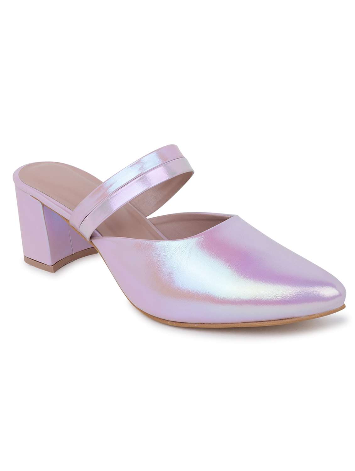 purple solid mules block heel sandal - 20151672 -  Standard Image - 4