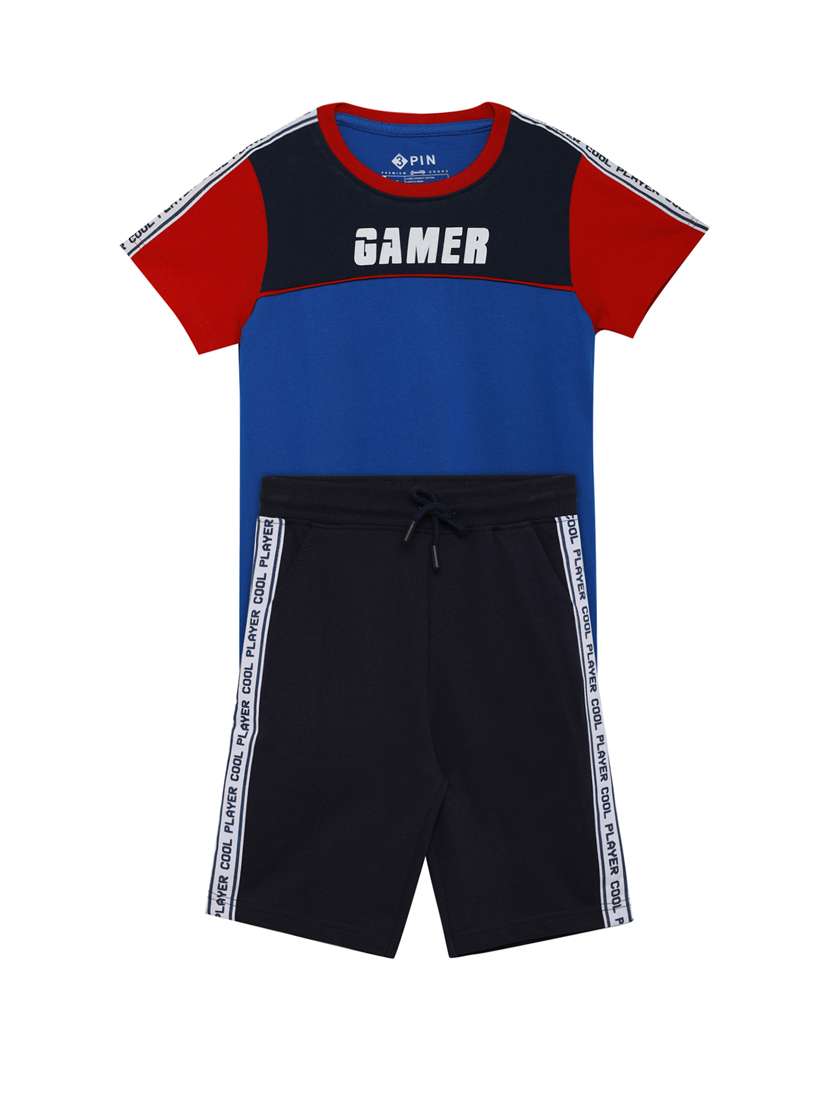 color blocked t-shirt & shorts twin set