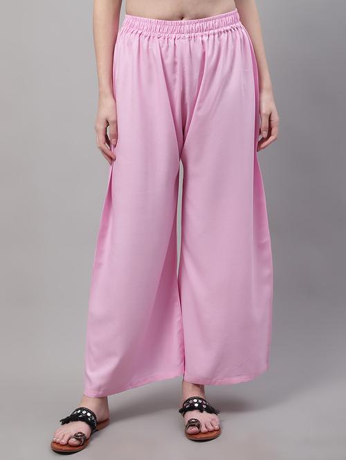 pink rayon palazzos - 20151938 -  Standard Image - 0