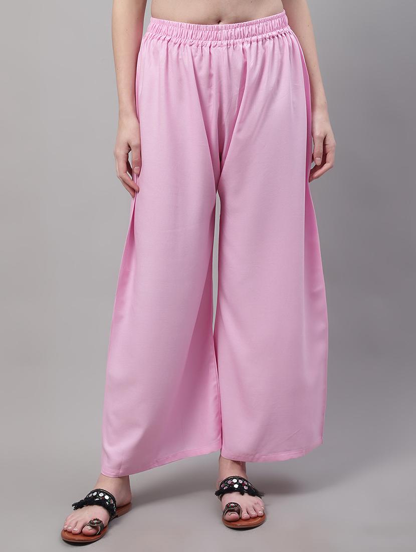 pink rayon palazzos - 20151938 -  Zoom Image - 0