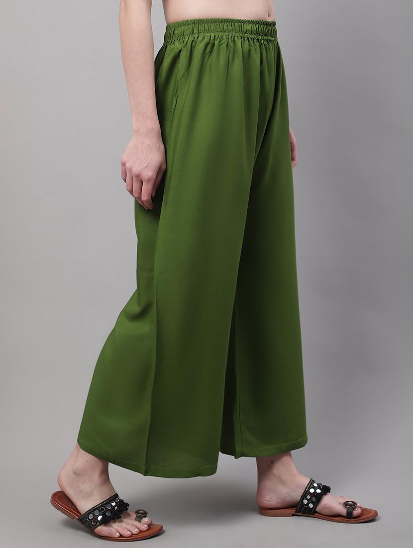 green rayon palazzos - 20151939 - Standard Image - 1