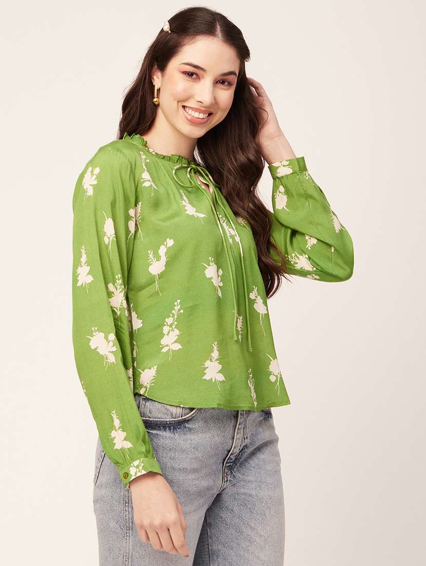 women's straight tie-up neck top - 20152417 -  Standard Image - 1