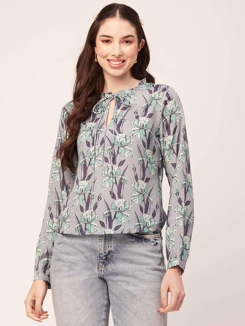 women's straight tie-up neck top