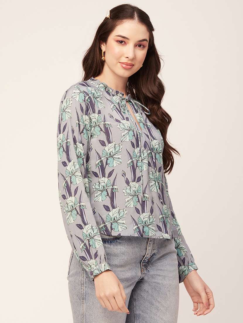 women's straight tie-up neck top - 20152418 -  Standard Image - 1