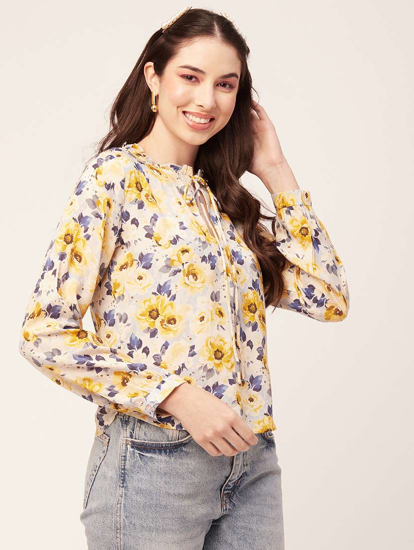 women's straight tie-up neck top - 20152419 -  Standard Image - 1