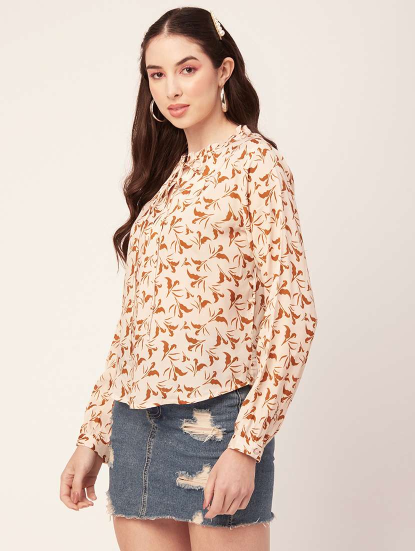 women's a line tie-up neck top - 20152420 -  Standard Image - 1