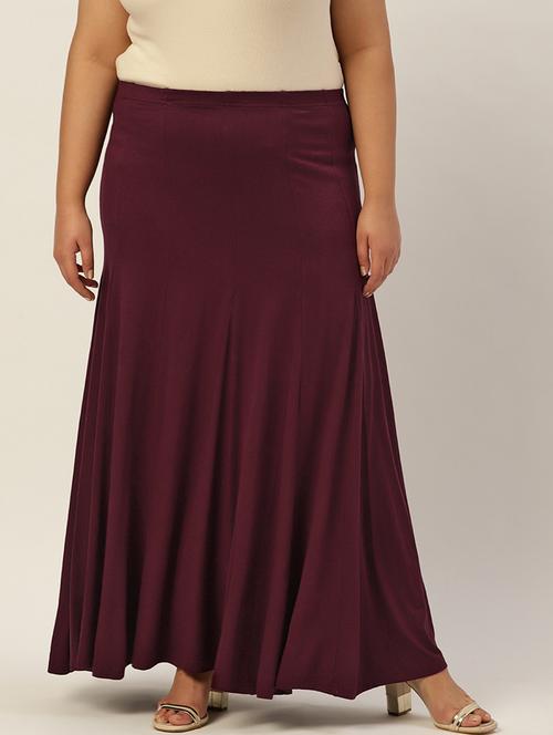 purple viscose flared skirts - 20152422 - Standard Image - 0