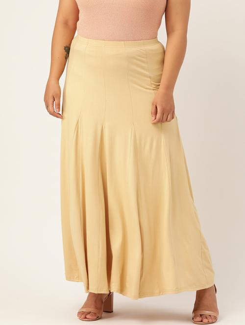 beige viscose flared skirts - 20152423 -  Standard Image - 0
