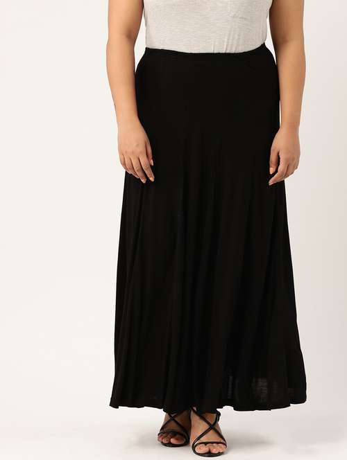 black viscose flared skirts - 20152424 -  Standard Image - 0