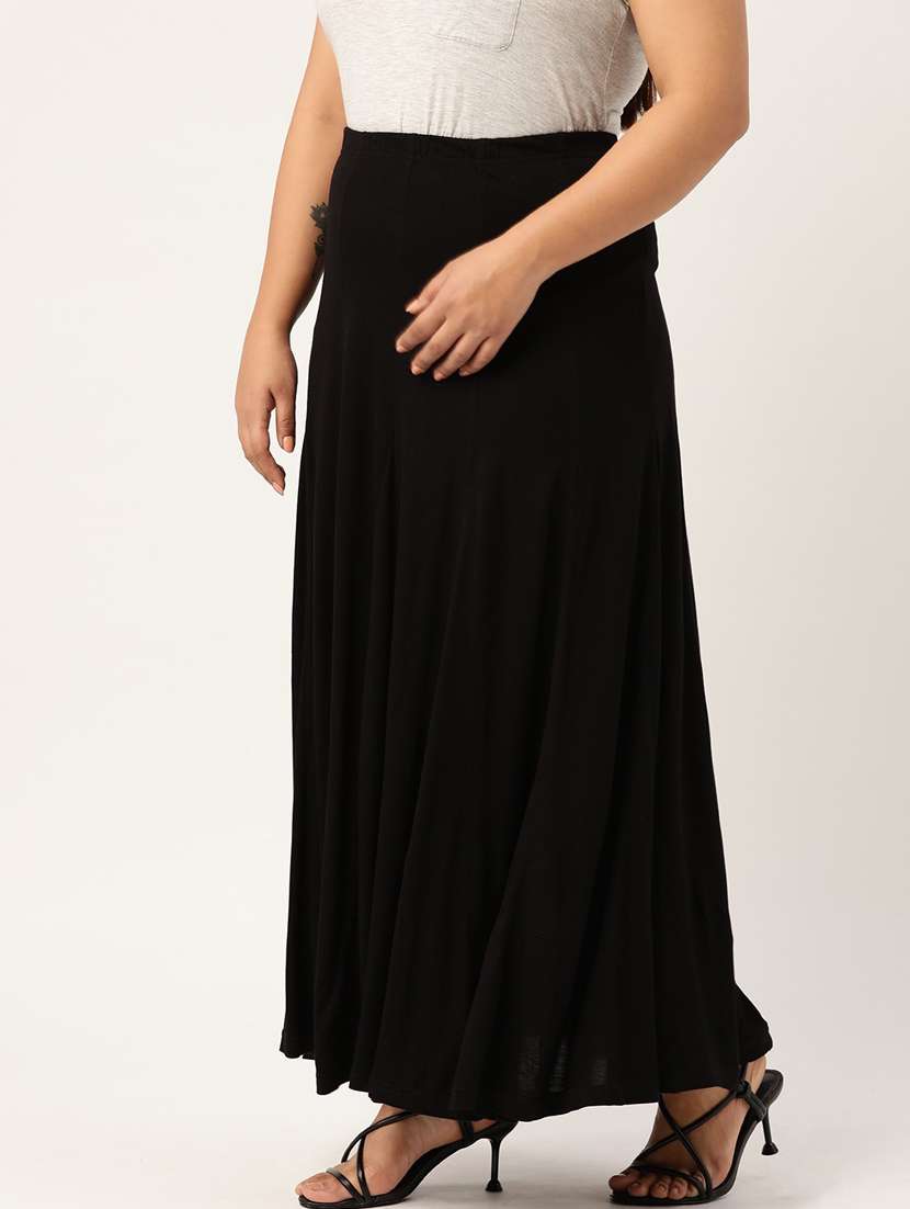 black viscose flared skirts - 20152424 -  Standard Image - 1