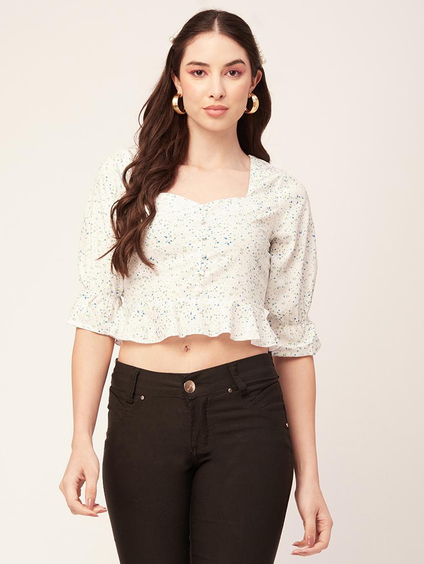 women's crop sweetheart neck top - 20152433 - Zoom Image - 0