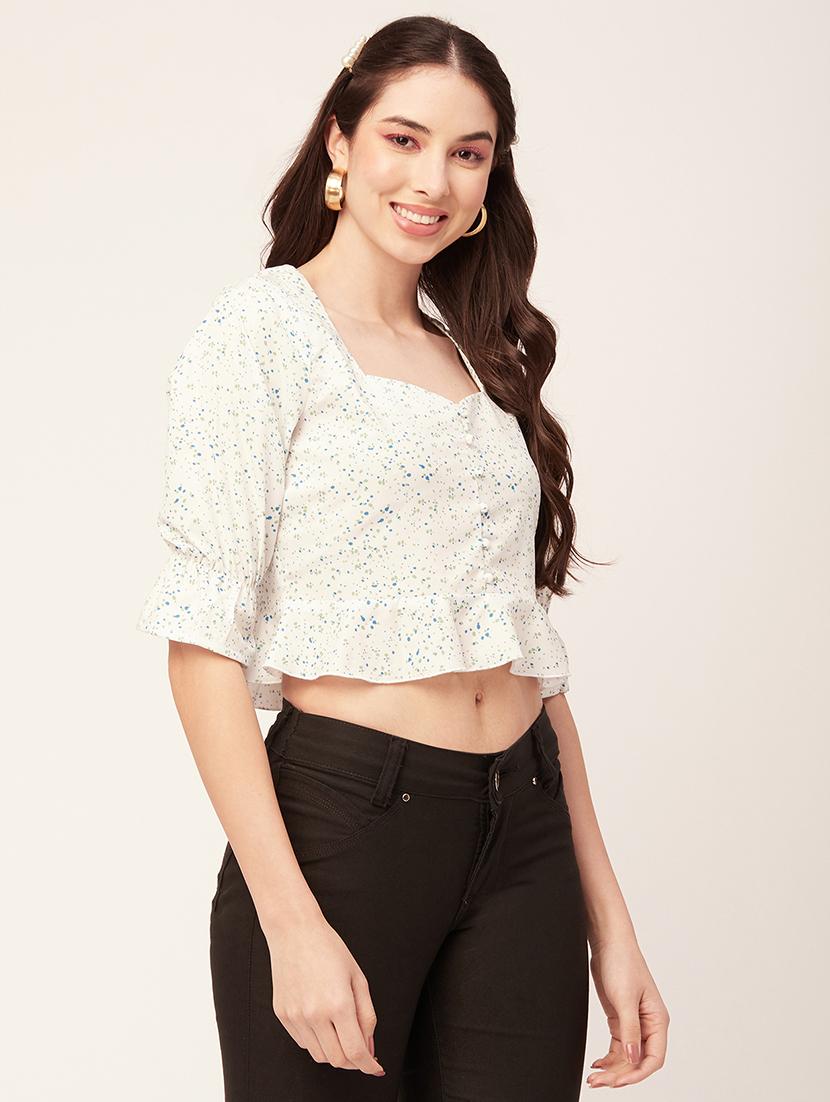 women's crop sweetheart neck top - 20152433 - Standard Image - 1