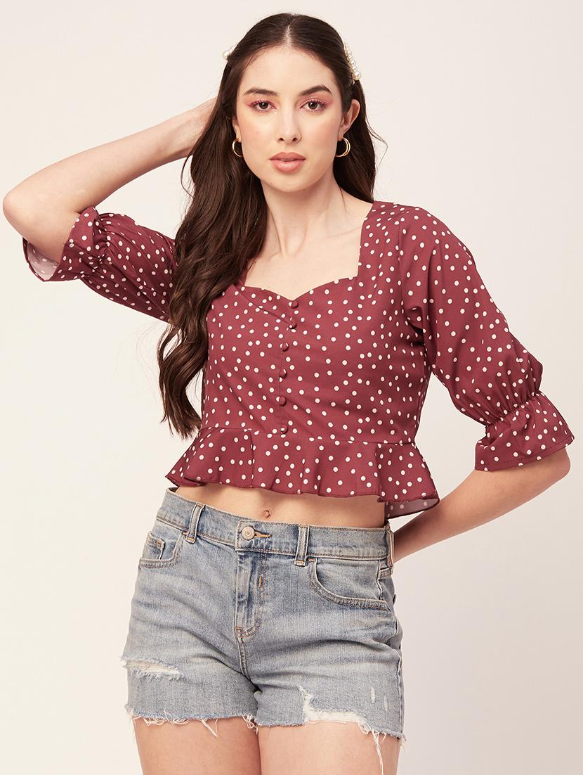 women's crop sweetheart neck top - 20152434 -  Zoom Image - 0