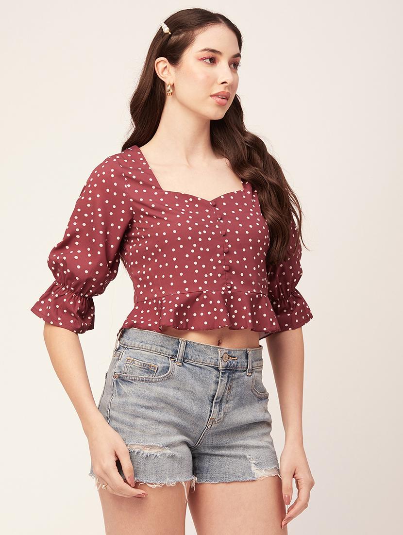 women's crop sweetheart neck top - 20152434 -  Standard Image - 1