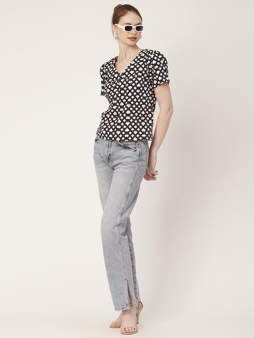 women's a line v neck top - 20152442 - Standard Image - 4
