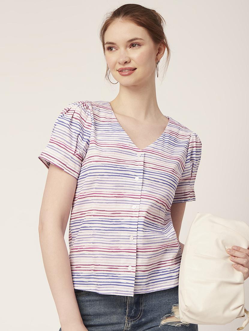 women's straight v neck top - 20152446 -  Standard Image - 1