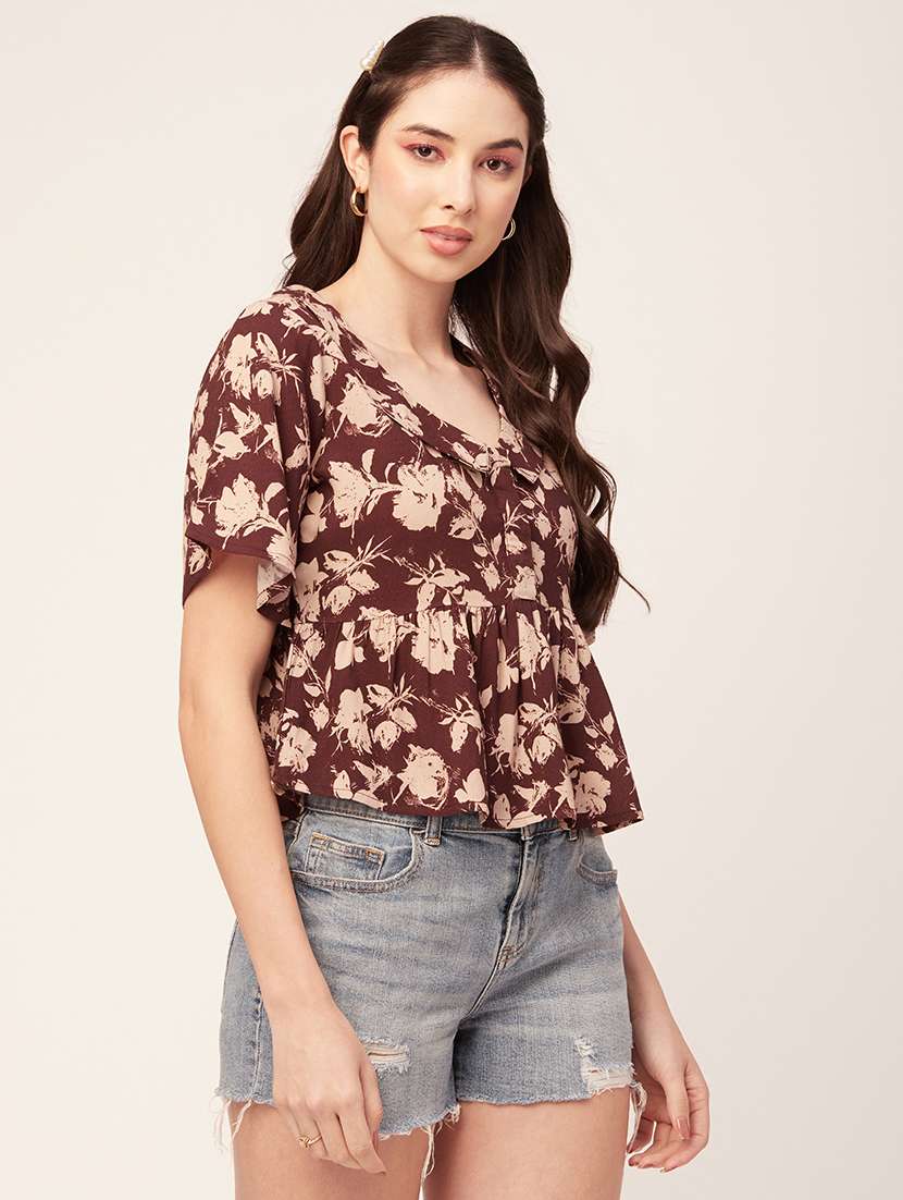 women's peplum lapel neck top - 20152451 -  Standard Image - 1
