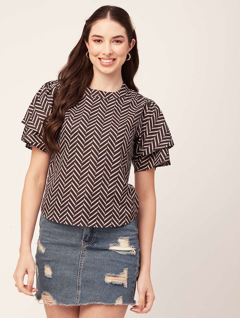 women's crop round neck top