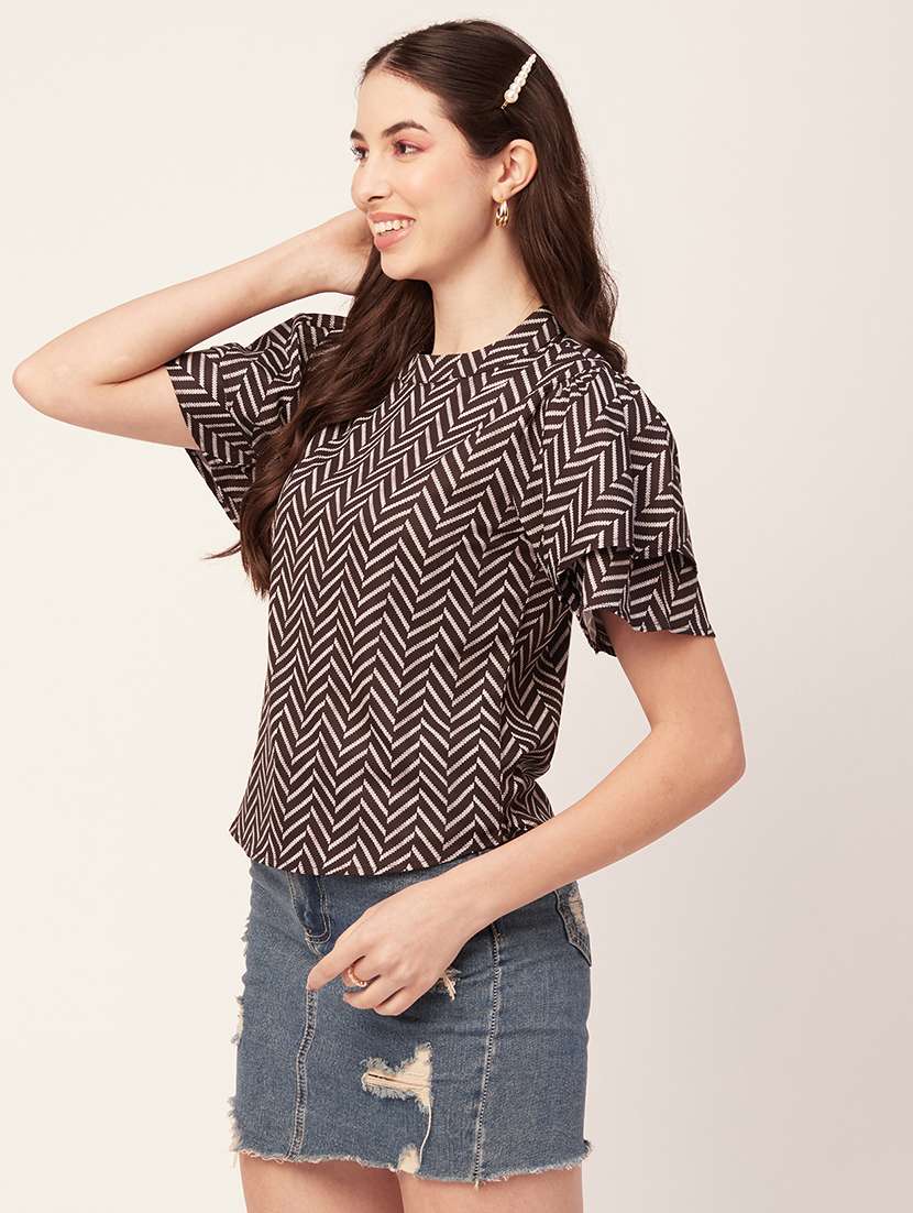 women's crop round neck top - 20152455 -  Standard Image - 1