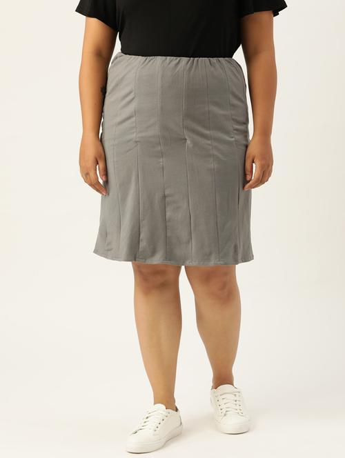 grey cotton blend straight skirts - 20152487 -  Standard Image - 0