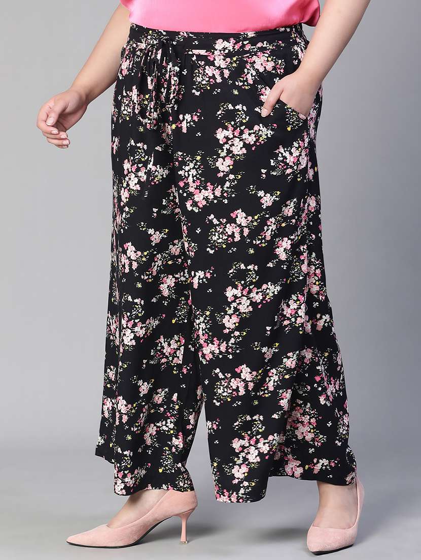 women floral plus trouser - 20152492 -  Standard Image - 1