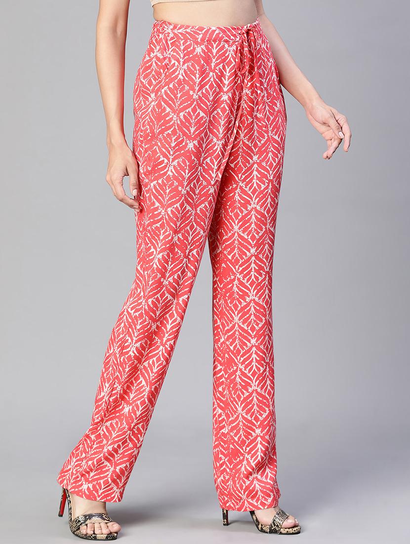 red f=printed flat front trouser - 20152499 - Standard Image - 1