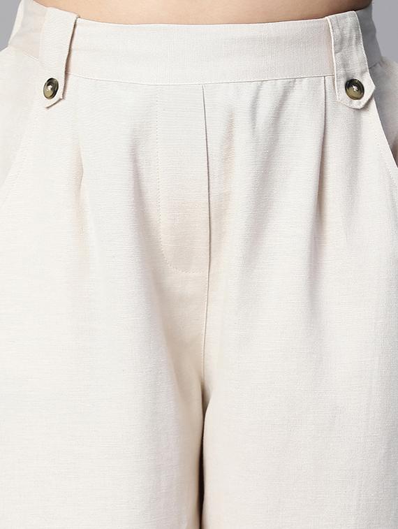 women solid pleated trouser - 20152504 - Standard Image - 4