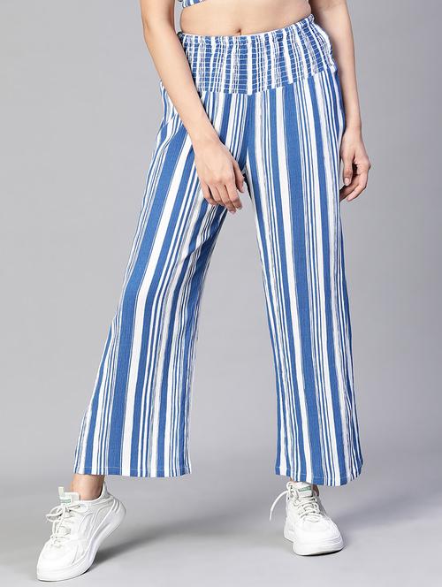 women striped flat front trouser - 20152508 - Standard Image - 0