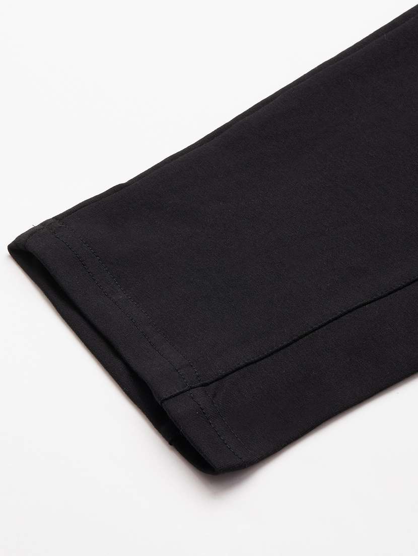 plus size black solid slim fit trouser - 20152526 -  Standard Image - 4