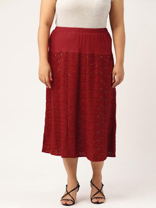 red rayon aline skirts - 20152550 - Standard Image - 0
