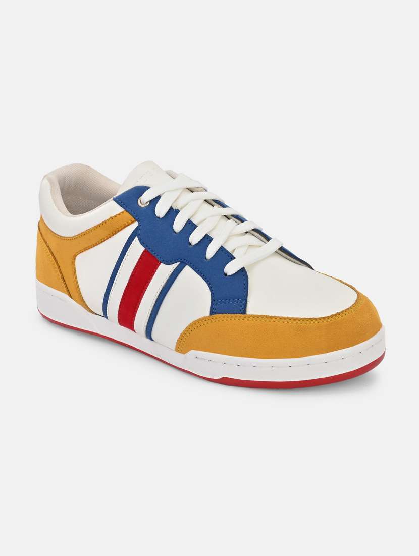 yellow mesh lace up sneakers