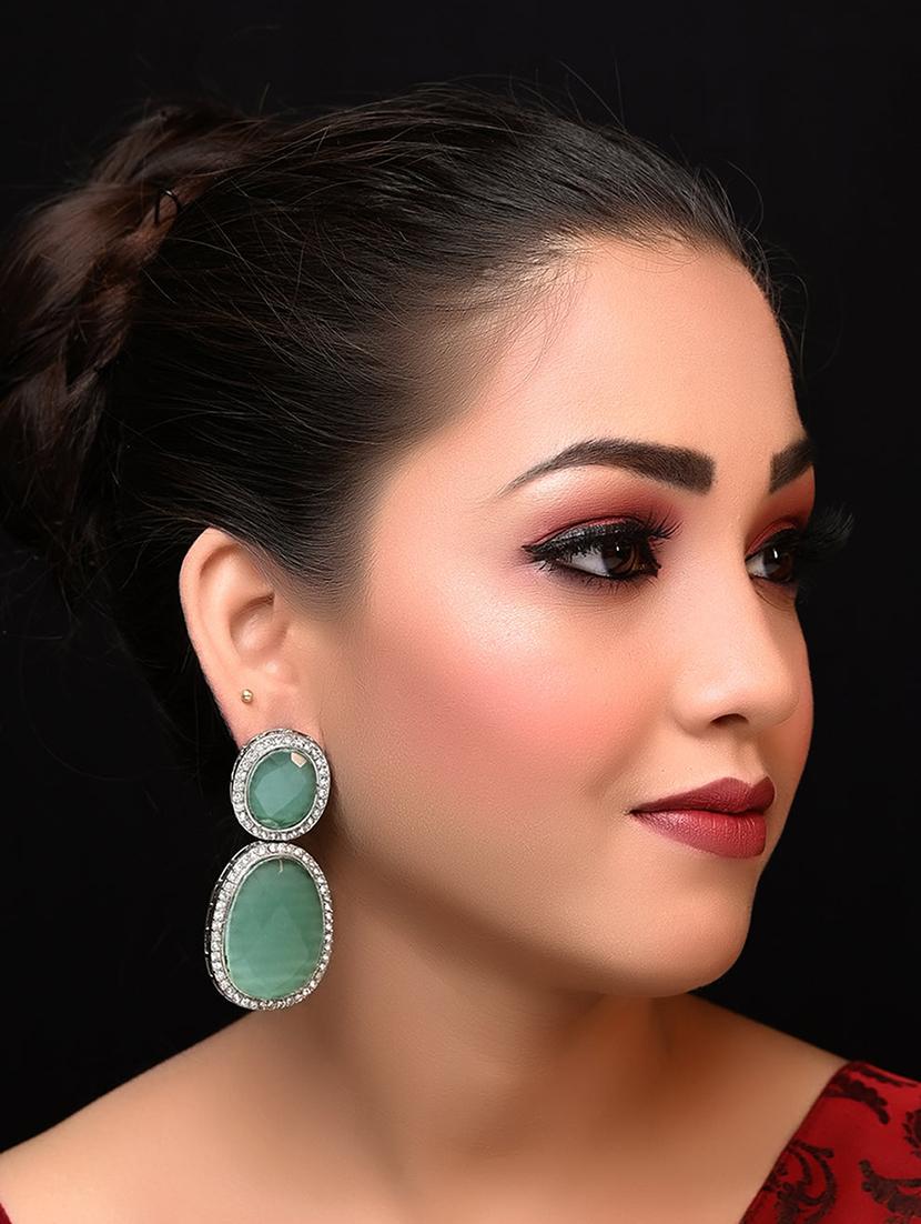 green alloy drop earring - 20152787 - Standard Image - 1