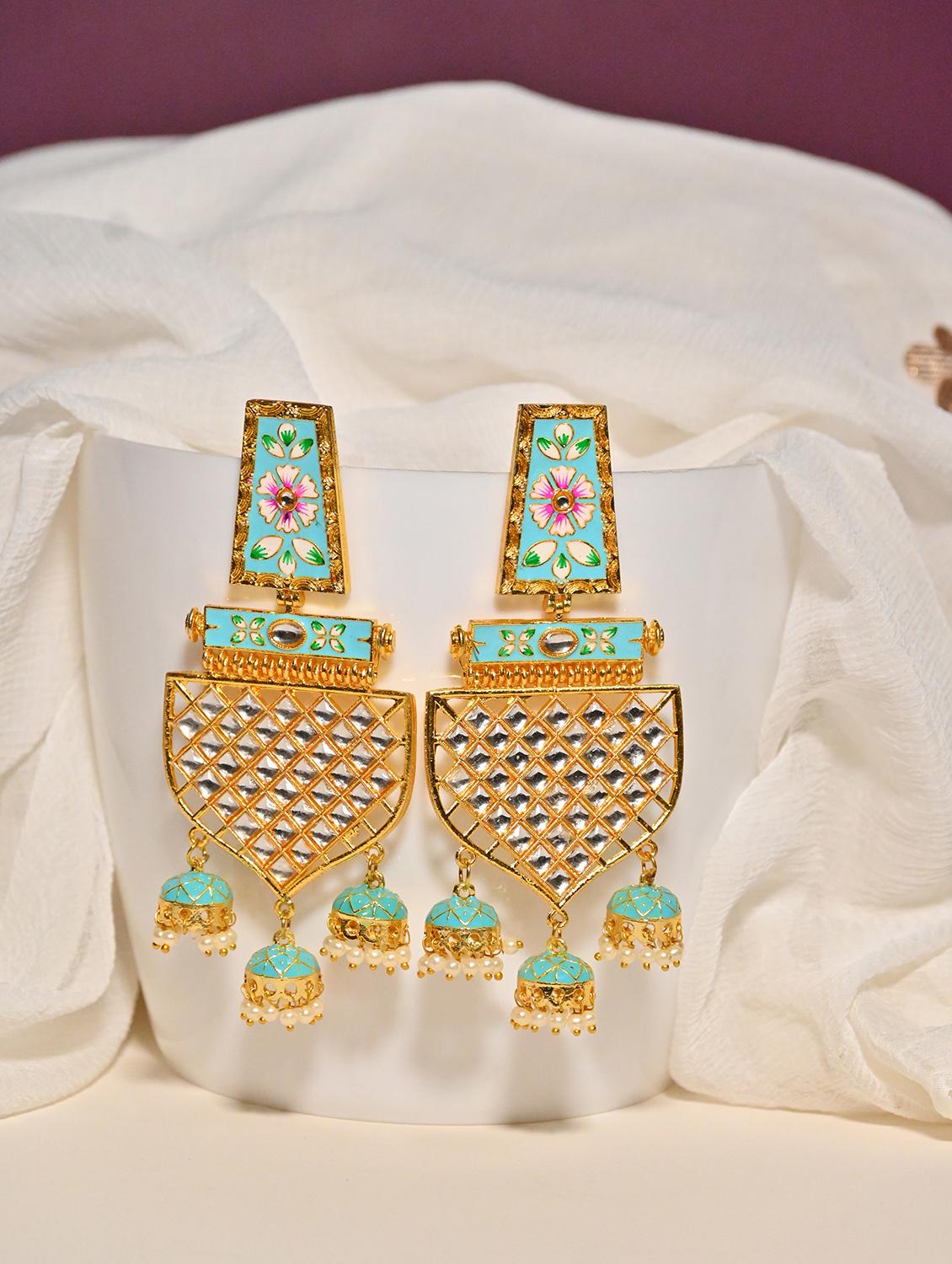green brass drop earring - 20152791 - Standard Image - 1