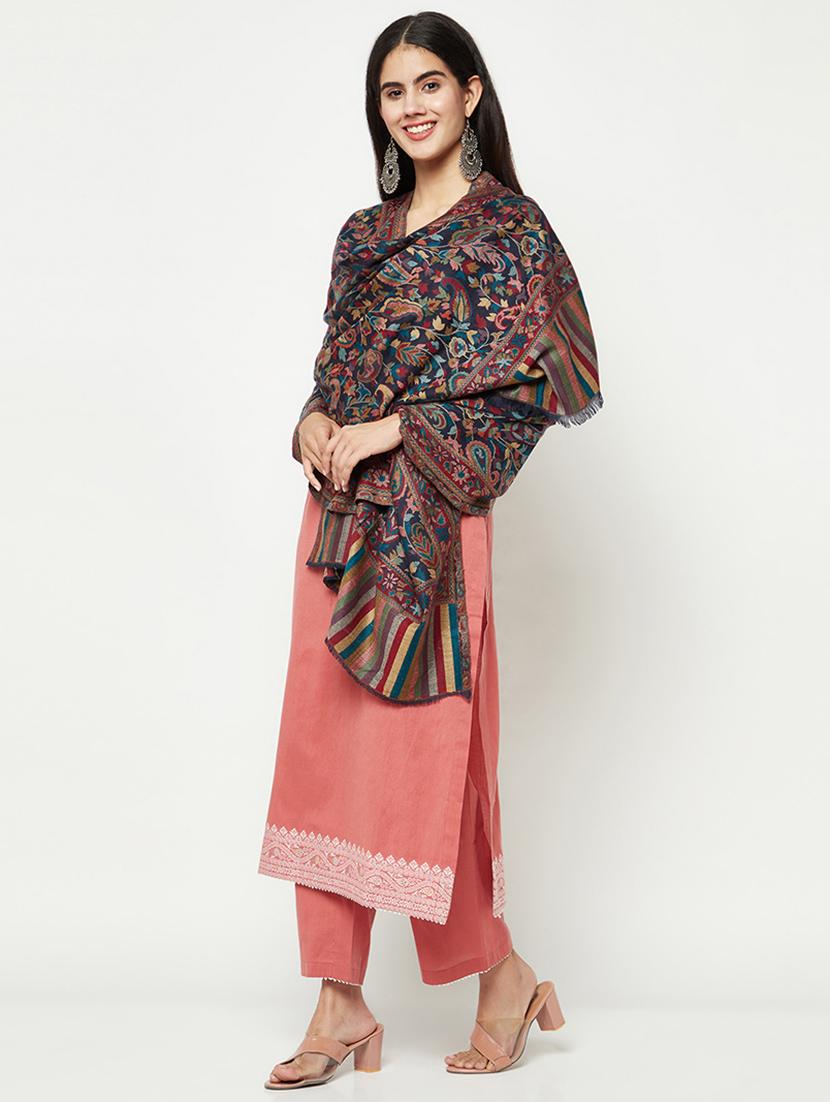 navy blue woolen stole - 20152924 -  Standard Image - 1