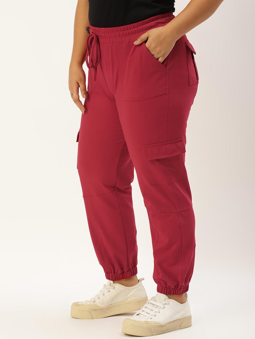 plus size red solid cargo trouser - 20152928 - Standard Image - 1