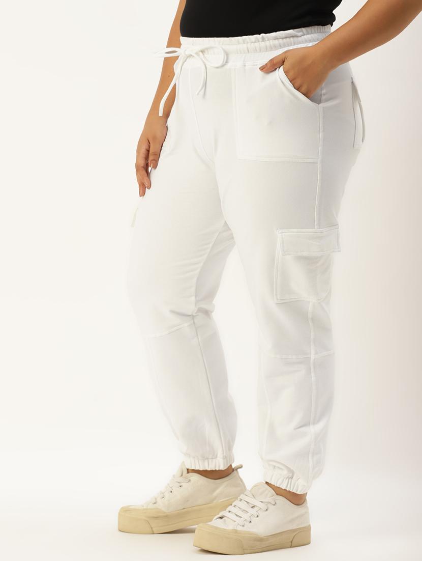 plus size white solid cargo trouser - 20152929 -  Standard Image - 1