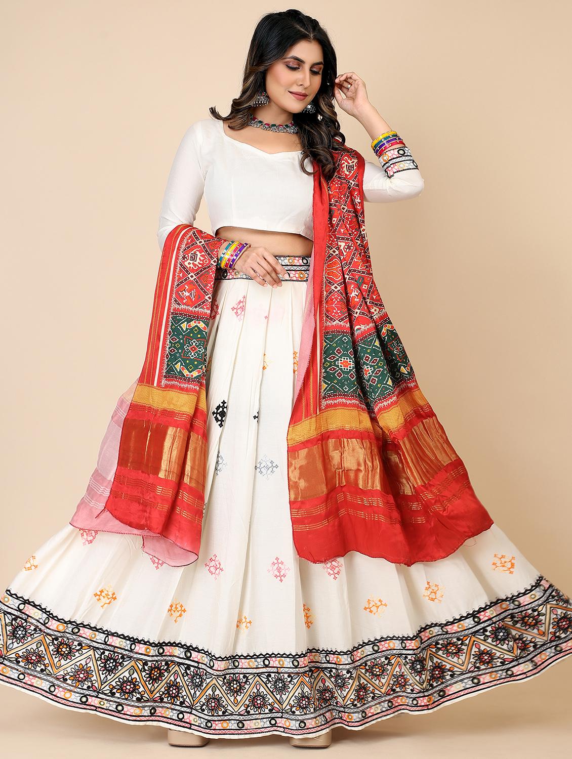 embroidered unstitched flared lehenga choli with dupatta - 20152940 - Standard Image - 1