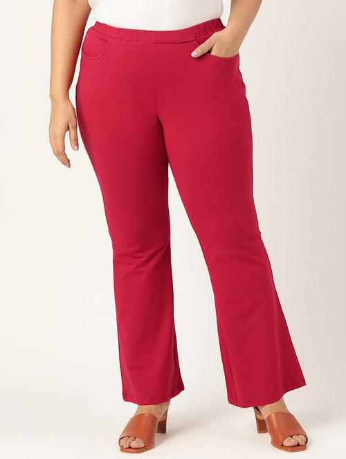 plus size red solid bootcut trouser - 20152953 - Standard Image - 0
