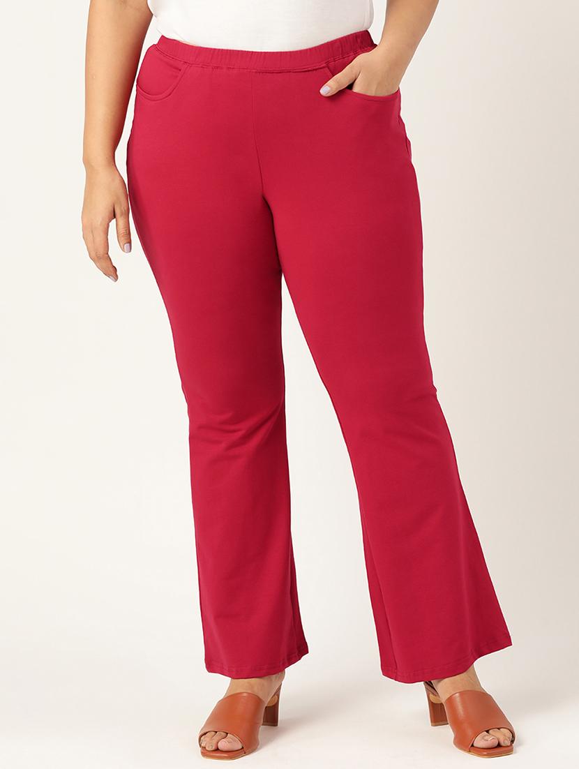 plus size red solid bootcut trouser - 20152953 - Zoom Image - 0