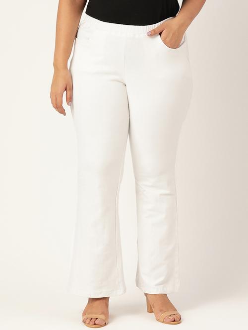 plus size white solid bootcut trouser - 20152954 - Standard Image - 0