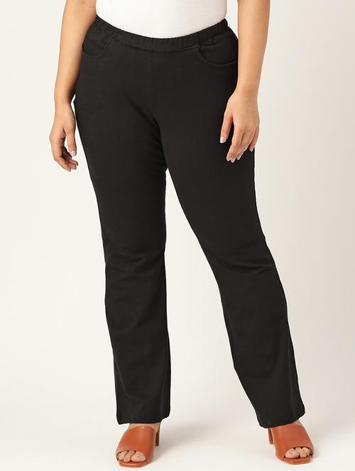 plus size black solid bootcut trouser - 20152955 -  Standard Image - 0