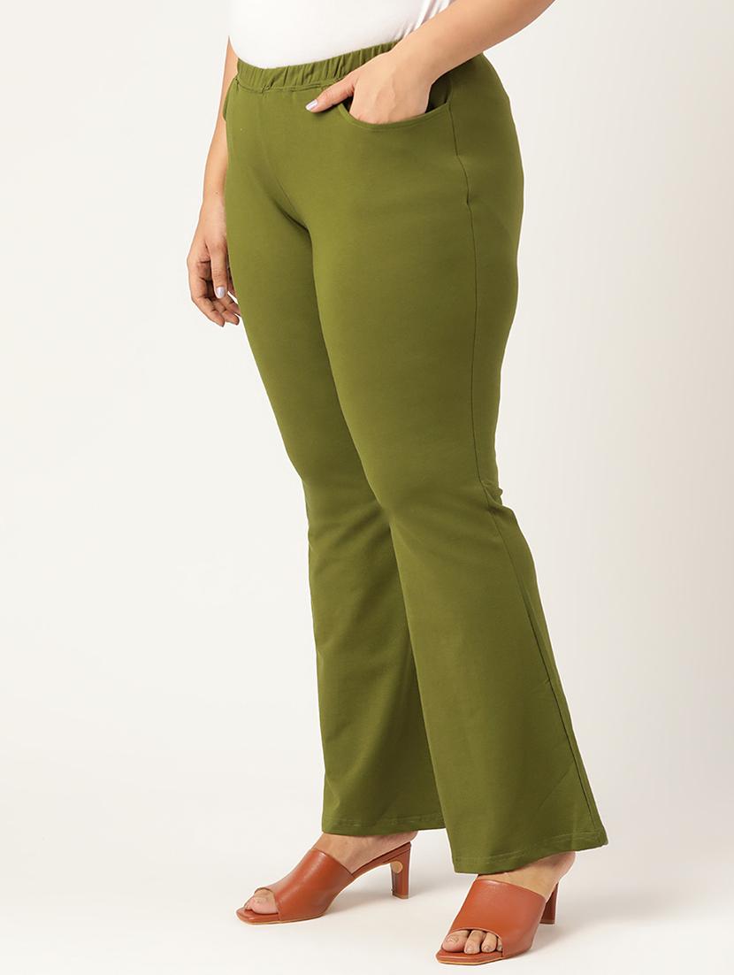 plus size green solid bootcut trouser - 20152956 - Standard Image - 1