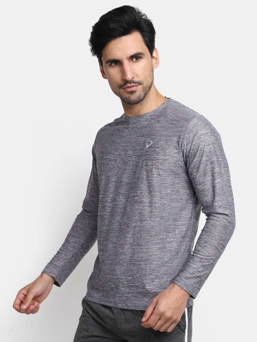 grey solid crew neck regular t-shirt - 20153221 -  Standard Image - 1