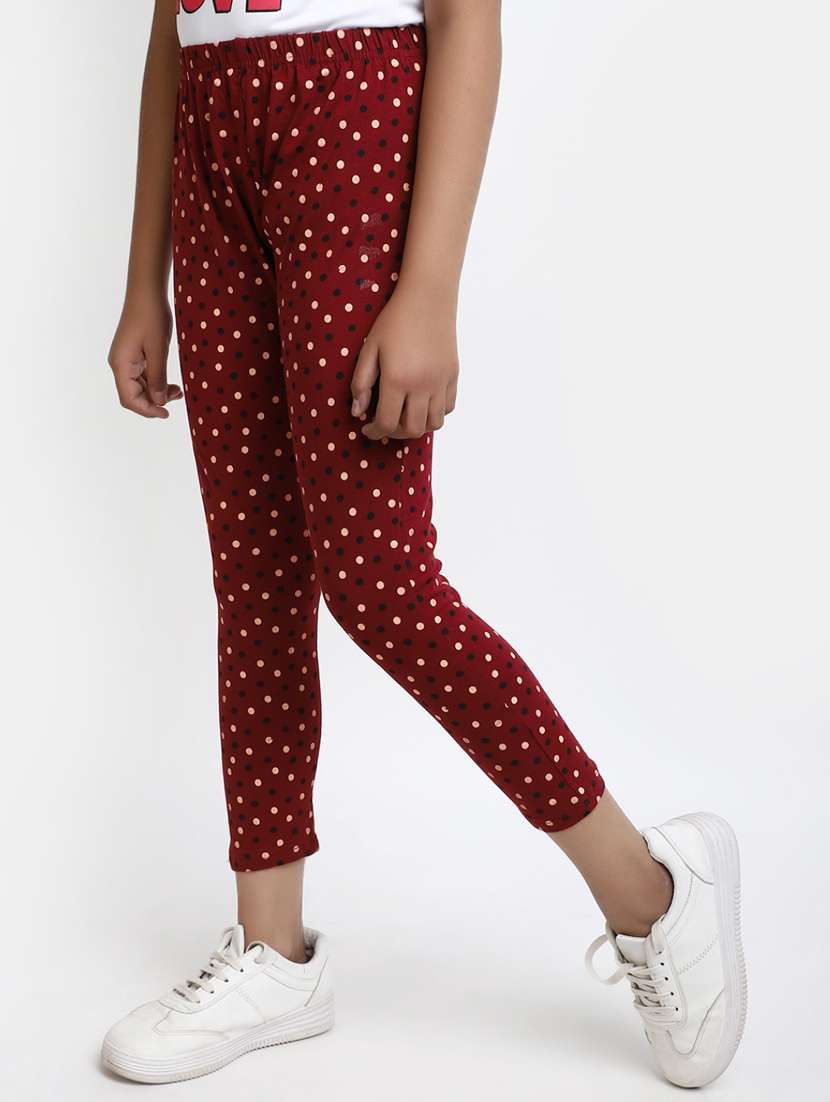 maroon  printed ankle length legging - 20153252 -  Standard Image - 1