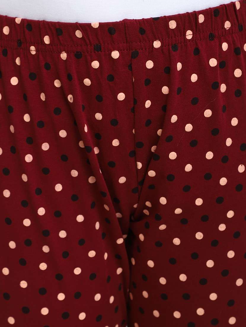 maroon  printed ankle length legging - 20153252 -  Standard Image - 4
