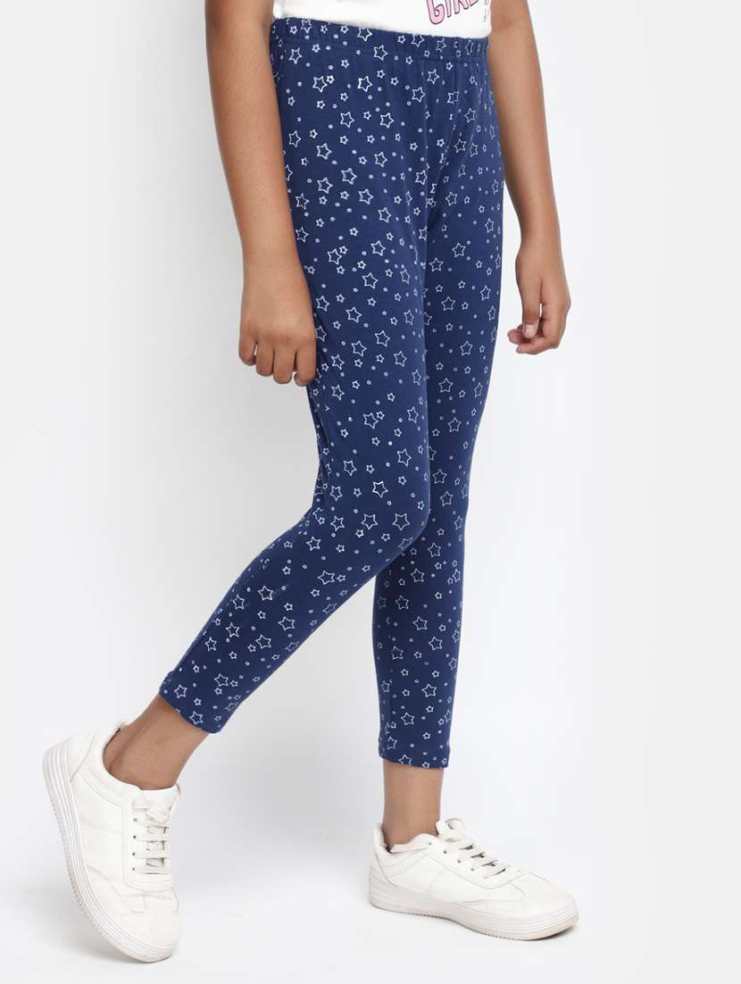 blue printed ankle length legging - 20153262 -  Standard Image - 1