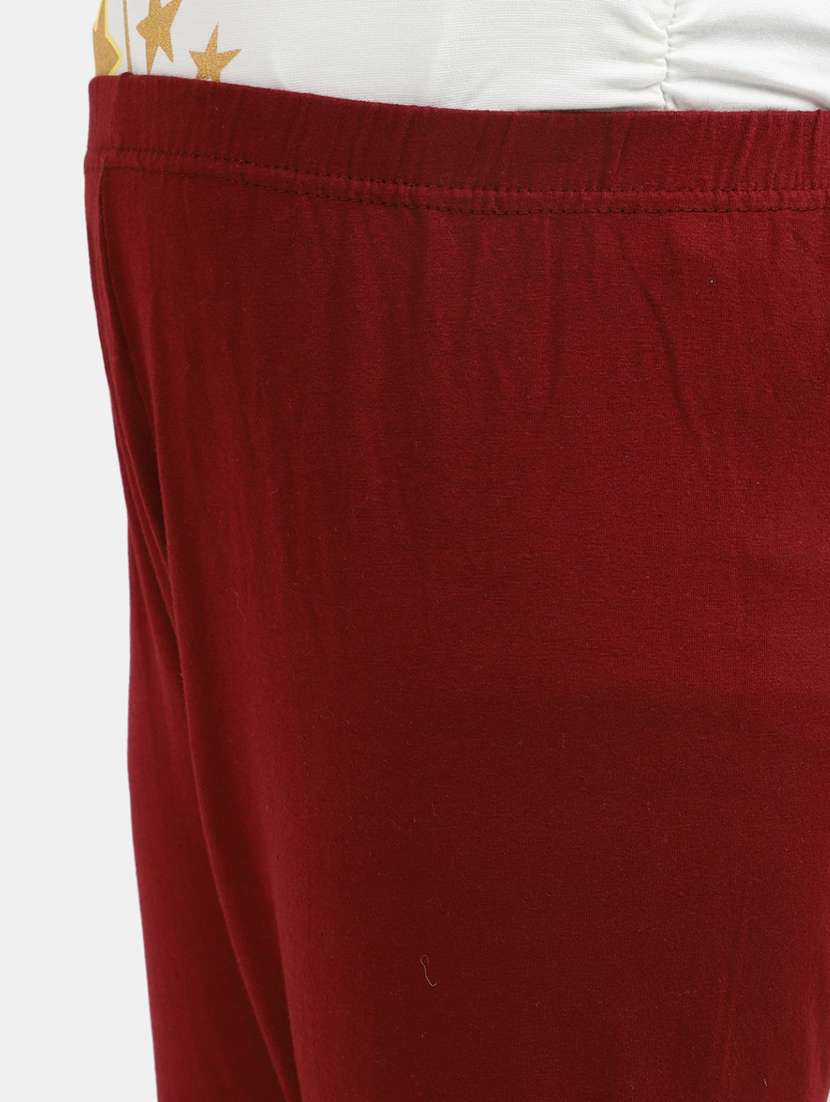 maroon solid ankle length legging - 20153264 - Standard Image - 4