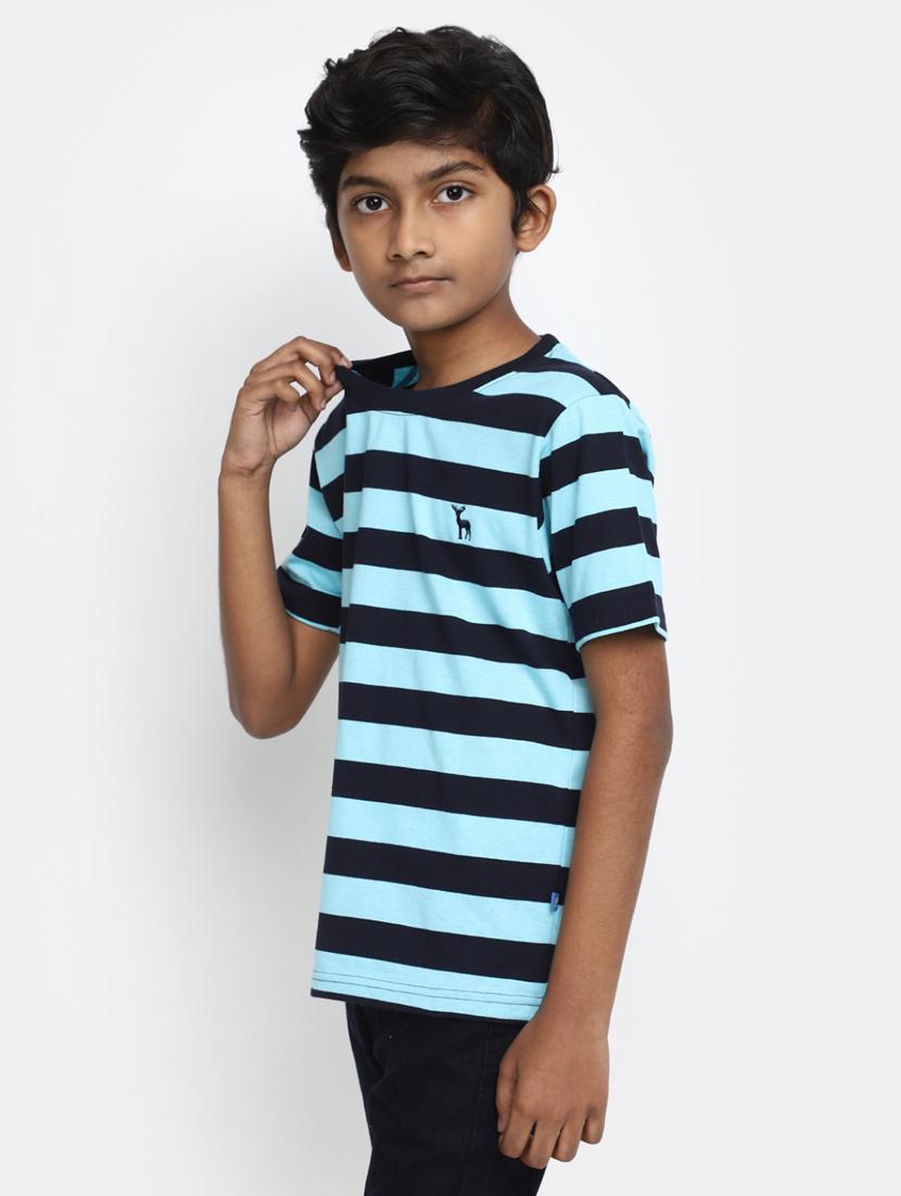 blue striped round neck t-shirt - 20153320 -  Standard Image - 1