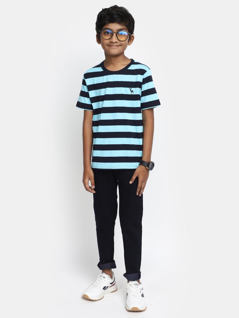 blue striped round neck t-shirt - 20153320 - Standard Image - 4