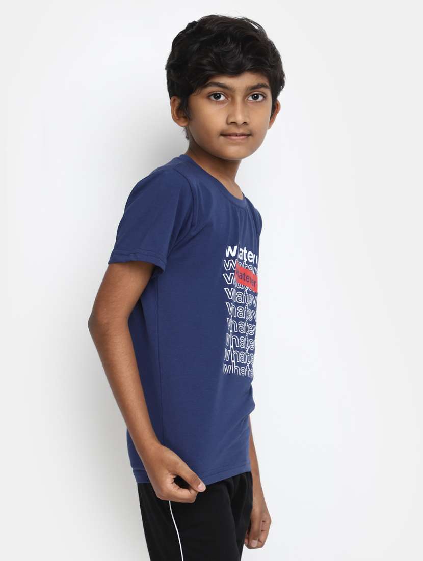 blue round neck printed t-shirt - 20153344 -  Standard Image - 1